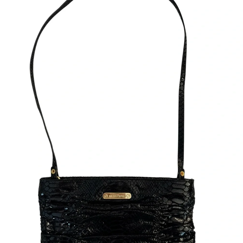 Michael Kors Black Snake Embossed Shoulder Bag